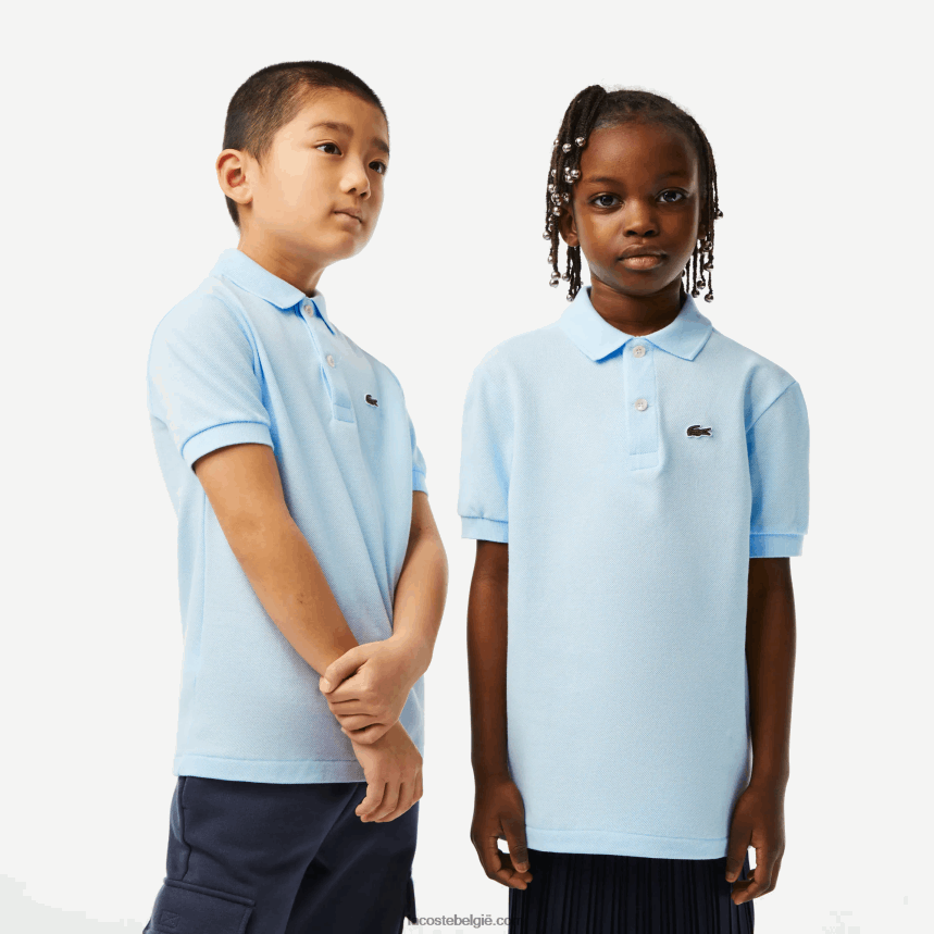 Lacoste Petit piqué polo met normale pasvorm kinderen lichtblauw t01 44H04V3139