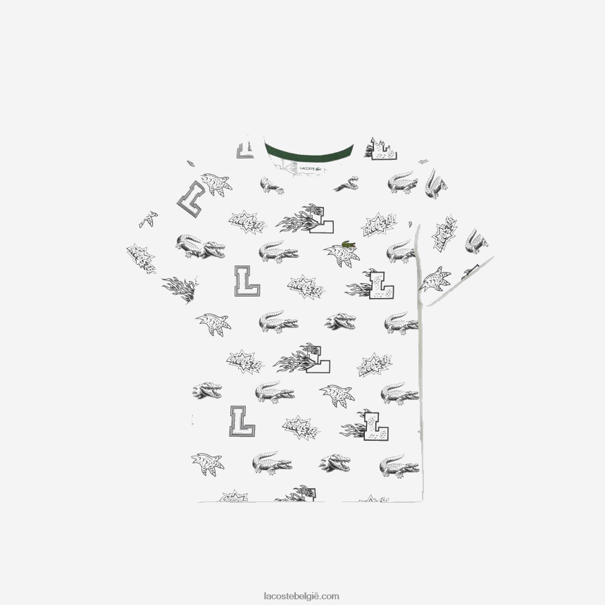 Lacoste T-shirt van biologisch katoen met op maat gemaakte print kinderen wit 001 44H04V3136